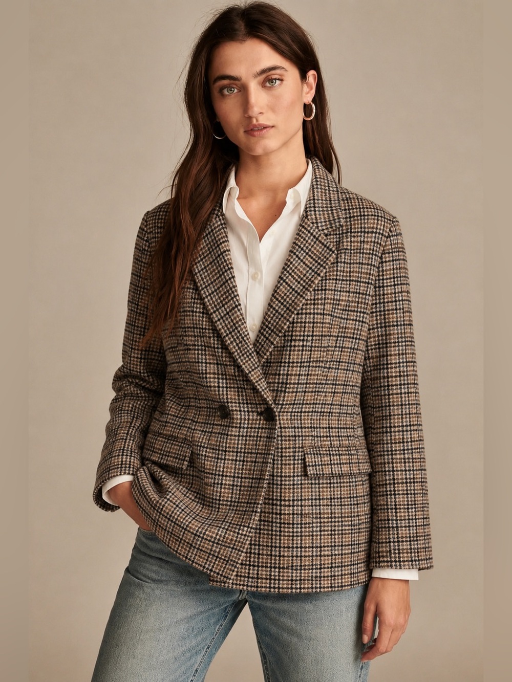 Paul Costelloe Wool Plaid Jacket Blazer Womens Size Large